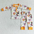 BLP0026 Cartoon Mouse Pumpkin Print Boys Halloween Pajamas Clothes Set