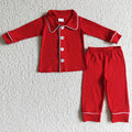 BLP0036 Red Cotton Boys Christmas Buttons Pajamas Clothes Set