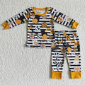BLP0088 Nightmar* Pumpkin Stripes Print Boys Halloween Pajamas Clothes Set