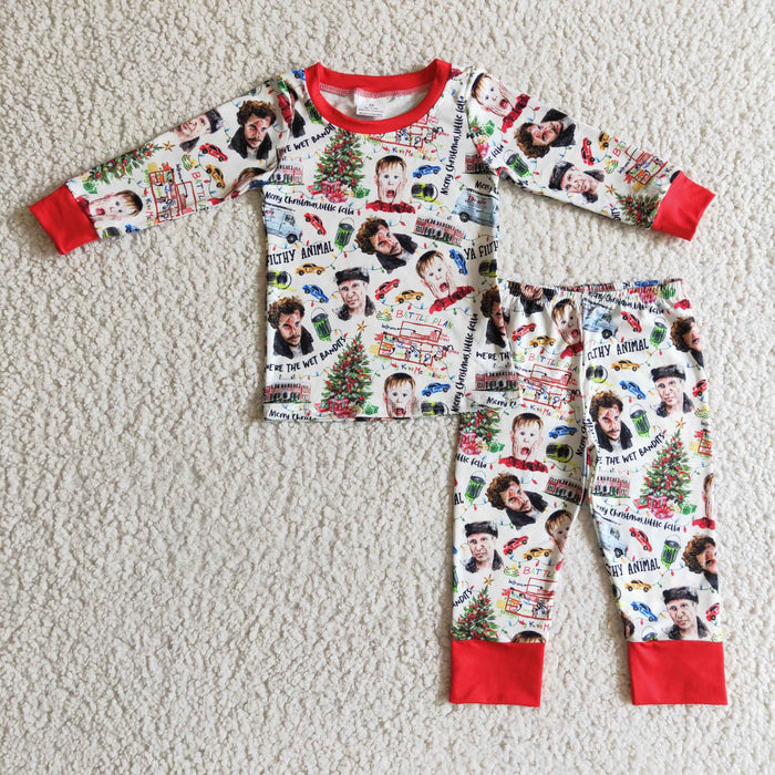 BLP0113 Film Characters Print Boys Christmas Pajamas Clothes Set