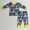 BLP0114 Nativity Stars Print Boys Christmas Pajamas Clothes Set