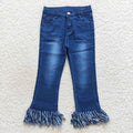 Blue Denim Tassel Jeans Girls Fall Pants           D4-29