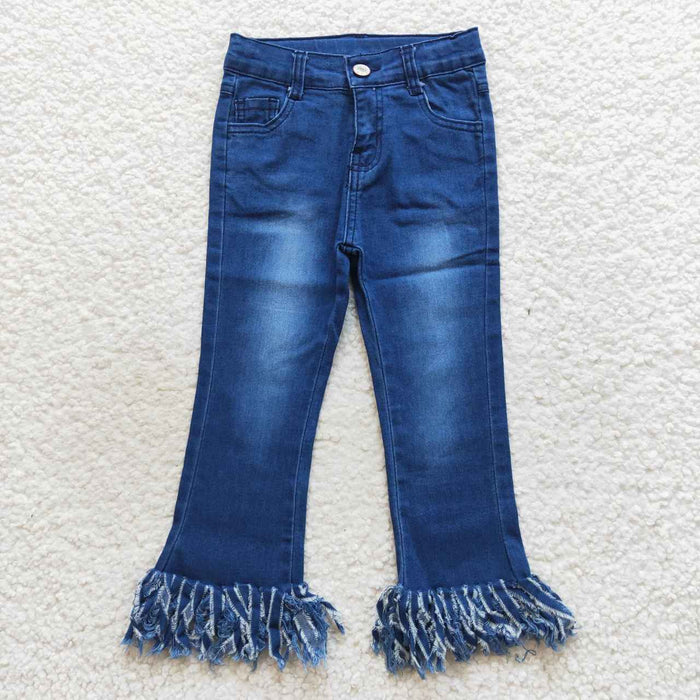 Blue Denim Tassel Jeans Girls Fall Pants           D4-29