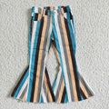 Blue Stripes Girls Bell Bottom Jeans  P0002