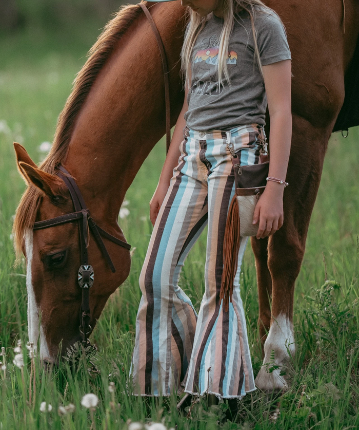 Blue Stripes Girls Bell Bottom Jeans  P0002