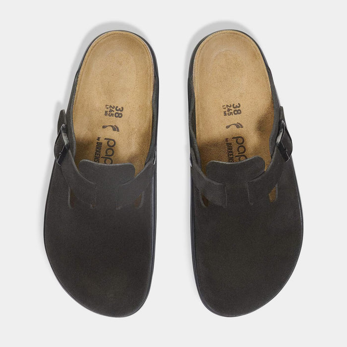 Boston Chuncky Suede Leather Womens Sandal (Black/Black)