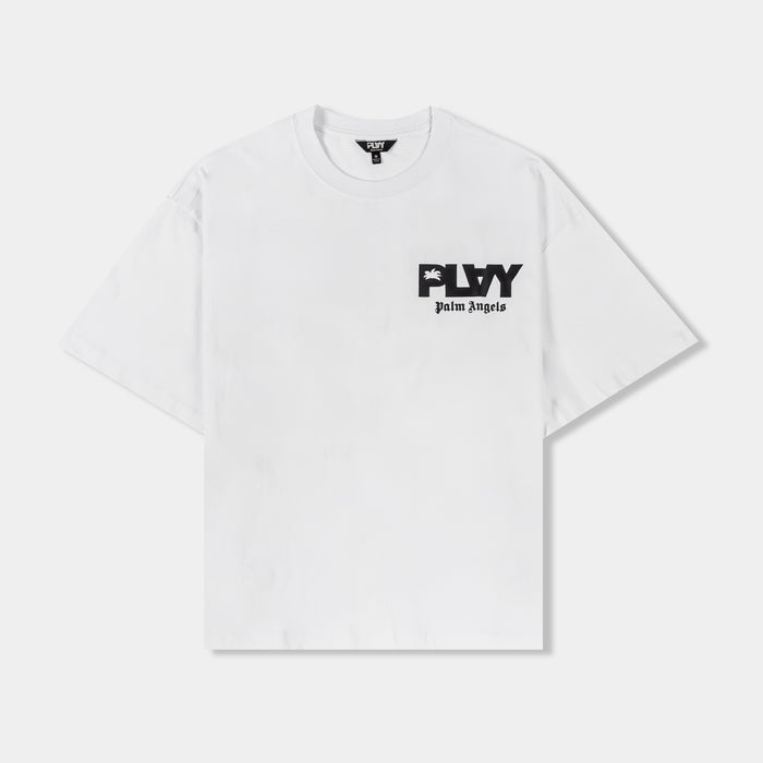 Boxy Cropped Fade Mens Short Sleeve Shirt (White/Black)