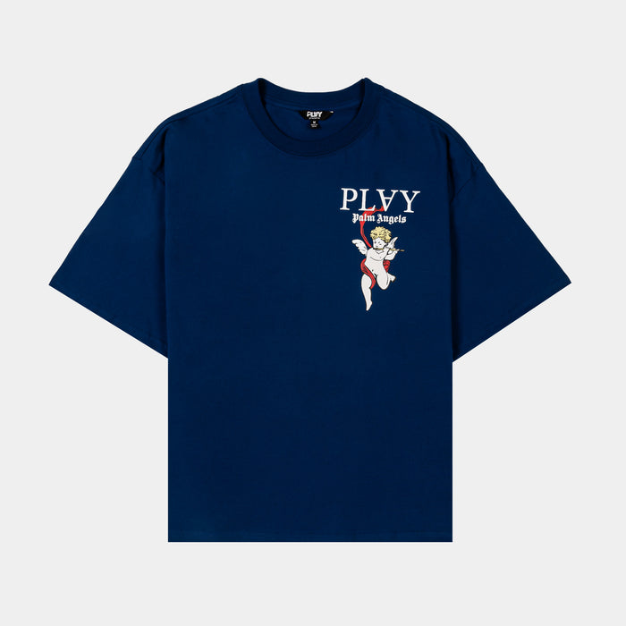 Boxy Cupid Mens Short Sleeve Shirt (Navy/White)