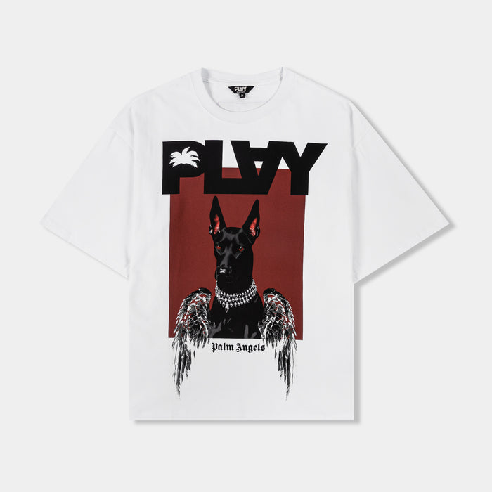 Boxy Dog Mens Short Sleeve Shirt (White/Red)