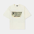 Boxy Graffiti Mens Short Sleeve Shirt (Beige/Turquoise)