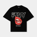 Boxy Lips Mens Short Sleeve Shirt (Black/Red)