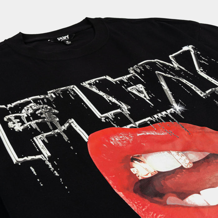 Boxy Lips Mens Short Sleeve Shirt (Black/Red)