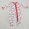 Boys crawfish print footie romper      LR0257