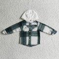 Boys green plaid hoodie coat BT0075