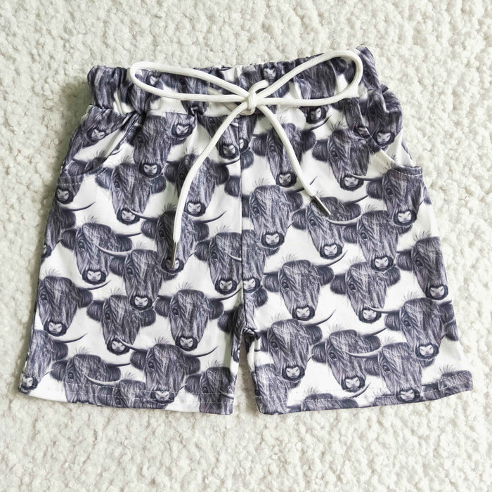Boys highland cow summer Western shorts SS0001