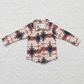 Boys long sleeve aztec print button up shirt  BT0127