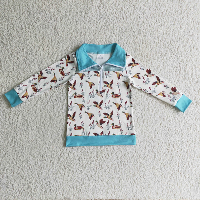 Boys mallard print zipper pullover      BT0095