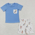 Boys rabbit print Easter outfits  BSSO0115