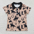 Boys short sleeve western cowboy polo shirt   BT0132