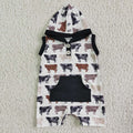 Boys sleeveless cow hooded romper SR0041