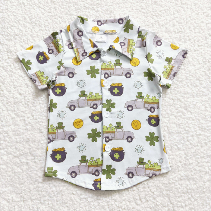 Boys St. Patrick's truck print button up shirts  BT0181