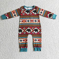 Boys western print zipper romper    LR0183