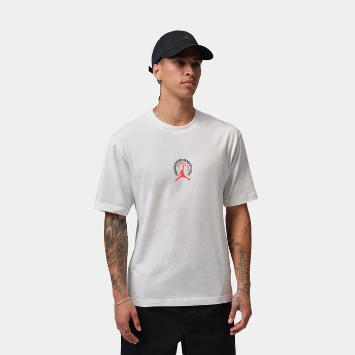 Broken Records Graphic Mens Short Sleeve Shirt (White/Infrared 23)