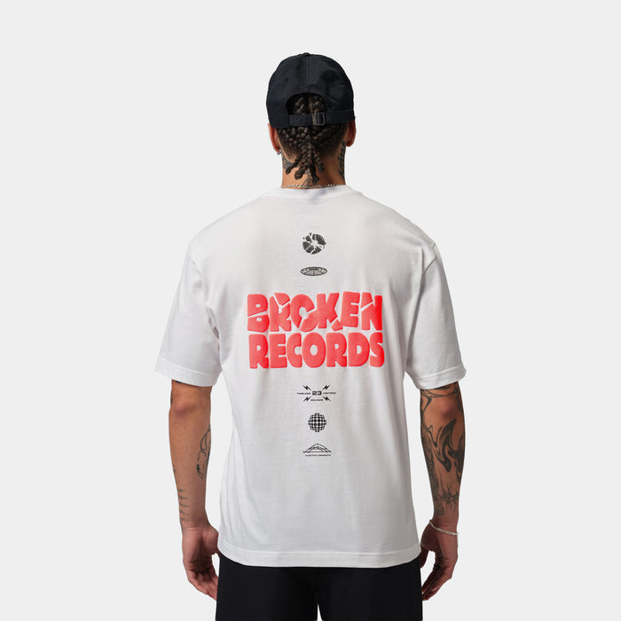 Broken Records Graphic Mens Short Sleeve Shirt (White/Infrared 23)