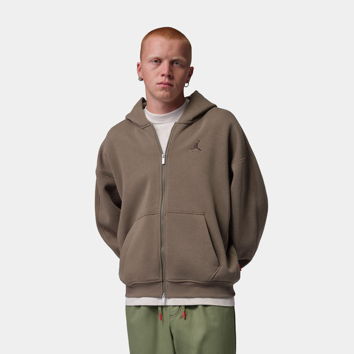 Brooklyn Oversized Fleece Full Zip Mens Hoodie (Palomino/Dark Cinder)