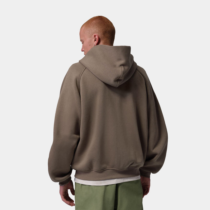 Brooklyn Oversized Fleece Full Zip Mens Hoodie (Palomino/Dark Cinder)