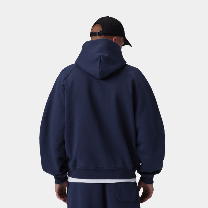 Brooklyn Oversized Fleece Pullover Mens Hoodie (College Navy/Black)