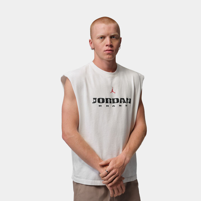 Brooklyn Sleeveless Muscle Top Mens Short Sleeve Shirt (Sail/Gym Red)
