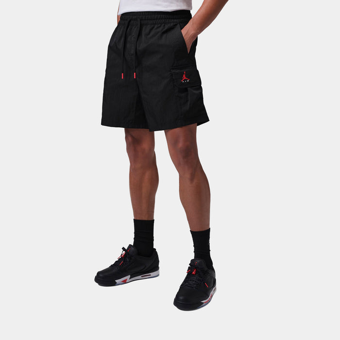 Brooklyn Woven Cargo Mens Shorts (Black/University Red)