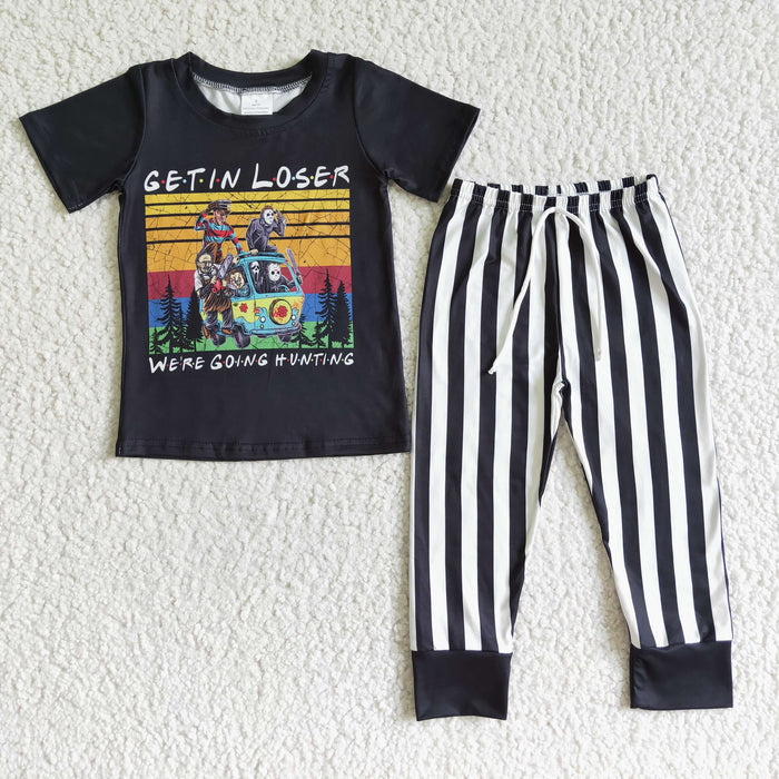 BSPO0003 GETIN LOSER WERE GOING HUNTING Print Boys Halloween Clothes Set