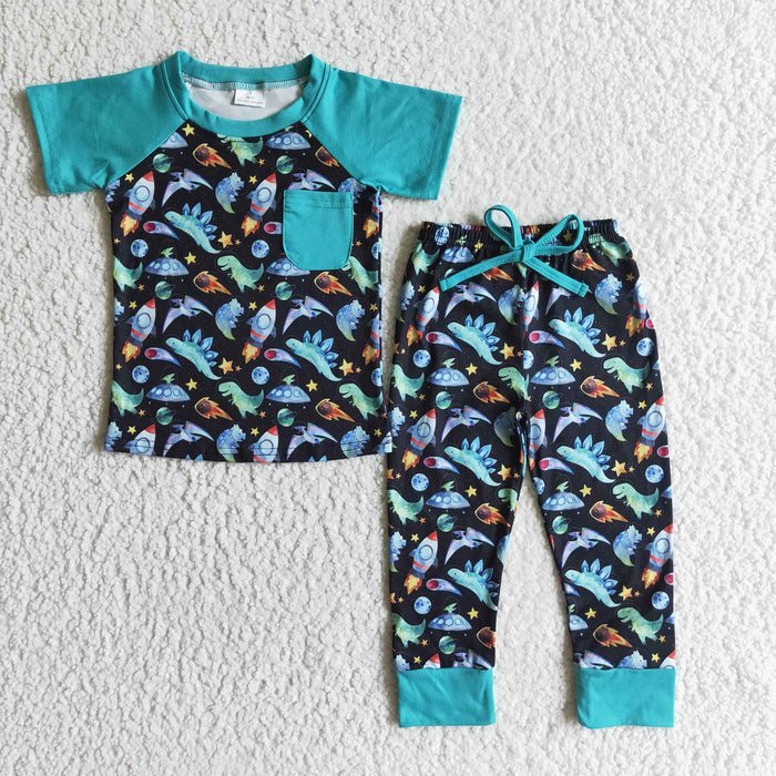 BSPO0024 Dino Pocket Top Pants Boys Clothes Set