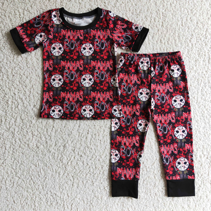 BSPO0032 MAMAS BOY Cartoon Print Boys Halloween Pajamas Clothes Set