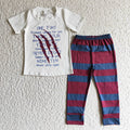 BSPO0034 ONE TWO Never Sleep Again! White Top Stripes Pants Boys Halloween Clothes Set