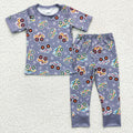 BSPO0039 Monster Trucks Stars Print Boys Pajamas Clothes Set