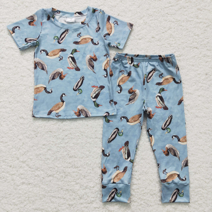 BSPO0042 Duck Blue Print Boys Pajamas Clothes Set