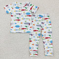 BSPO0062 Fishhook Print Boys Pajamas Clothes Set