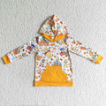 BT0045 Cartoon Bear Winni* Pumpkin Print Kids Fall Hoodie Top