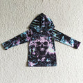 BT0050 Skull Black Print Boys Halloween Hoodie Top
