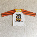 BT0054 Dog Pumpkin Stripes Print Boys Halloween Tee Shirts Top