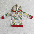 BT0056 Hippo Tree Print Boys Christmas Hoodie Top