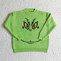 BT0099 Green Frog Smiling Kids Christmas Sweater