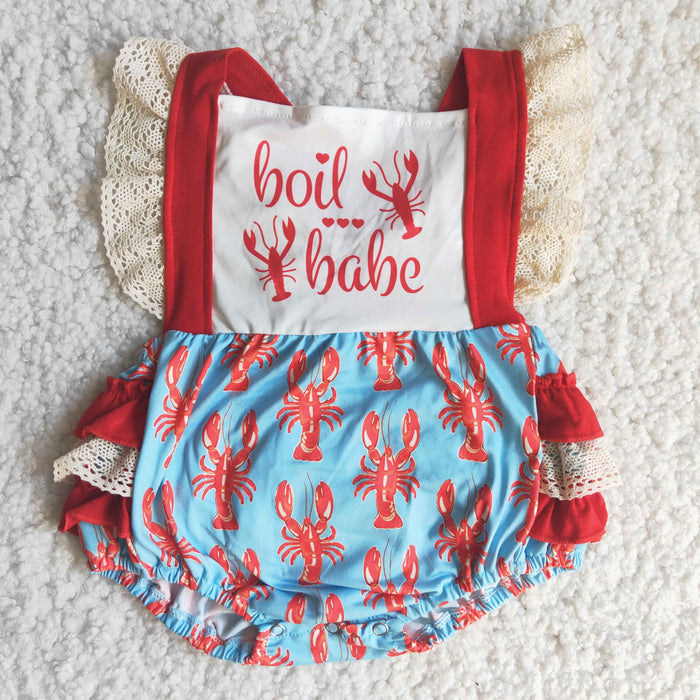 C15-27 crayfish Baby girls ruffle bubble romper