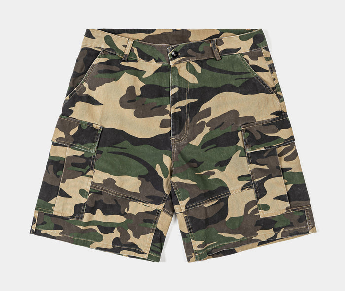 Camo Cargo Mens Shorts (Green/Brown)
