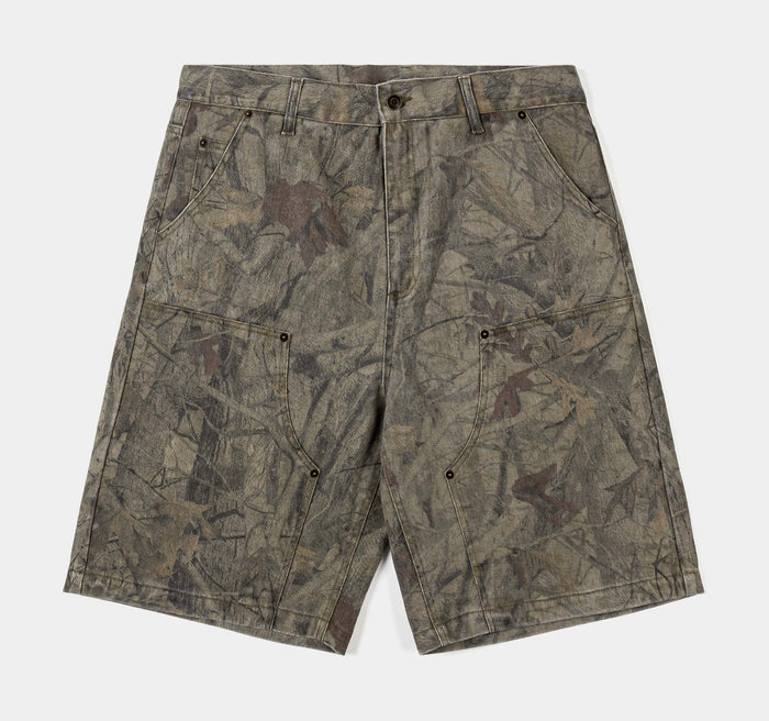 Camo Denim Knee Mens Shorts (Brown)