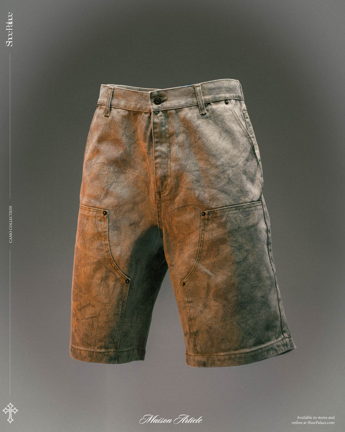 Camo Denim Knee Mens Shorts (Brown)