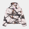 Camo Fleece Cropped Zip Up Womens Hoodie (Pink/Brown)